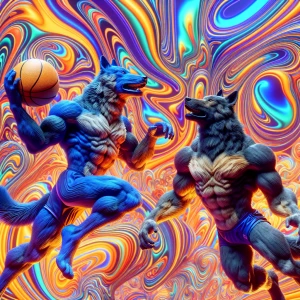 Create an 8K resolution image of two hyper-realistic, muscular a...