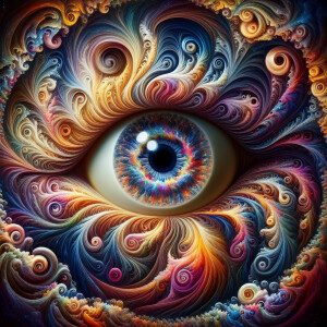 A Big psychedelic and cosmic eye with Differently Colored swirls...