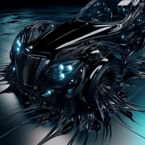 "Envision a vehicle transformed by the dark, sentient power of t...