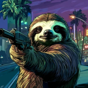 Sloths slerf meme,i can rob a bank really fast, GTA style