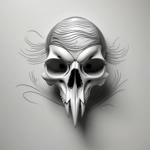 Create an image of a bird skull stylized to embody the concept o...