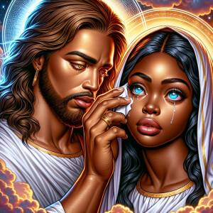 Ensure that the image distinctly represents both Jesus Christ an...