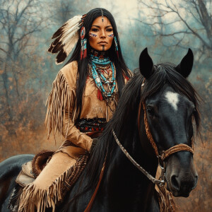 Create a hyper-realistic detailed image featuring a Native Ameri...