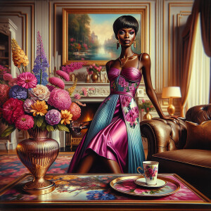 Further enhance the illustration by adding a couple of vases ful...