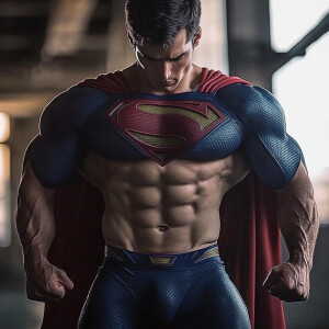 A superman showing his abs