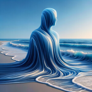 A tranquil beach with photorealistic qualities captures the esse...