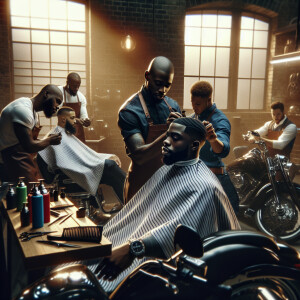 Motorcycle barbers black men