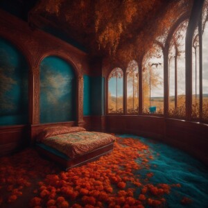 "Описать, как женщина медленно просыпается от сна утром, ощущая...