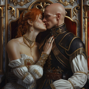A photorealistic high resolution image. Light ginger haired fema...
