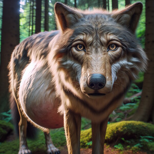 Heavily realistic Pregnant wolf
