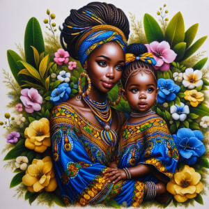 A tender depiction of a Bohemian mother with her child, both sty...