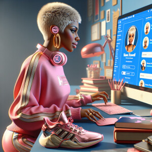 A beautiful light skin African American woman with with a pink j...