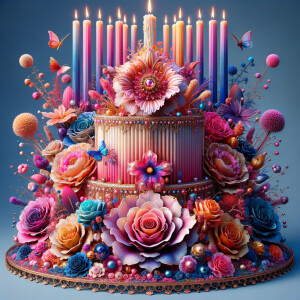 Craft a digital artwork that dramatically amplifies the colorful...