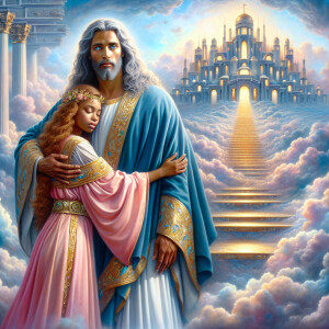 An oil painting depicting a light-skinned African-American Jesus...