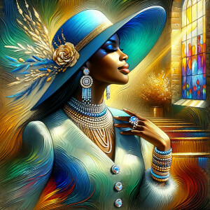 A spiritually enriching illustration portrays an African America...