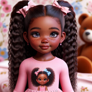 Refine the 3D realistic image of a four-year-old African-America...