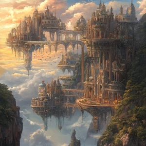 a breathtaking view of a digital fantasy art piece featuring a m...