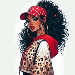 A full length stylized airbrushed side view portrait of a confid...