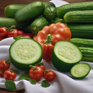 Cucumbers used by girls in bed romantically on themselves