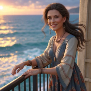 Create an AI model of a 40 years old woman. She is 5'4", weighs...