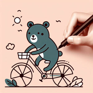 A bear riding bike