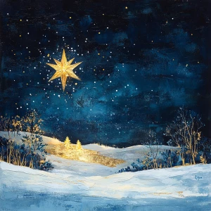 Design an image capturing a tranquil Christmas night sky with th...