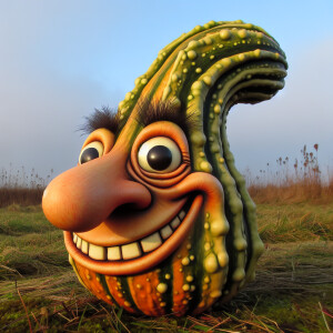 A funny character with the head shaped like a johnson