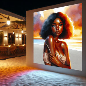 3-D image of a beautiful LIGHT SKIN, African-American woman she...