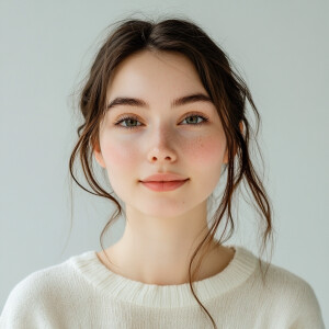 Portrait of a 21-year-old Virginian woman with a fresh, clean fa...