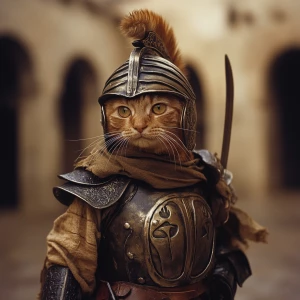 cat in gladiator role
