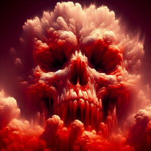 A dramatic and surreal image forming an enormous, menacing skull...