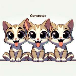 A cartoon of three mischievous cat sitting on the ledge, making...