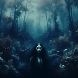 A mermaid with pale skin and cold eyes. Long dark hair. A big ta...
