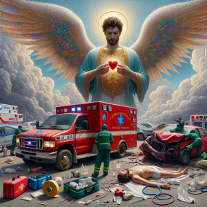 Create a realistic 3D oil painting depicting a scene of emergenc...