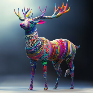 Create a 3D rendering that features an array of a vibrantly-colo...