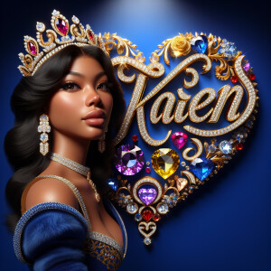 VCraft a 3-D image showcasing the name 'KAREN' in a luxurious go...