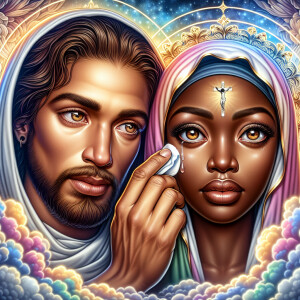 Ensure that the image distinctly represents both Jesus Christ an...