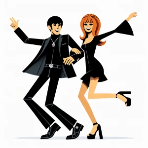 ‘Happy 19th Anniversary!’ Written
A 60s mod vibe with a tan male...