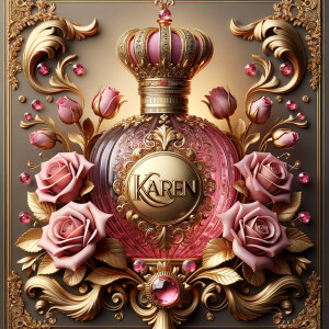 Craft an image of an ornate perfume bottle, with a luxurious des...