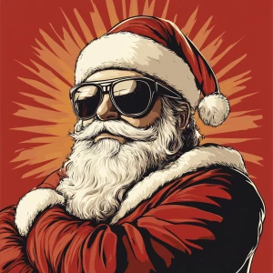 Santa Claus in sunglasses as the godfather of the mafia. Use car...