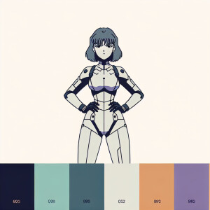 1990s anime screencap, girl a plugsuit, standing with hands on h...
