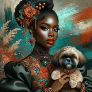 A highly stylized and elegant digital portrait of a beautiful li...