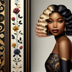 Create a vertical 3-D portrait of a light-skinned African-Americ...