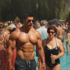hyperrealism painting,a muscular beefy kashmiri manwalking ,with...