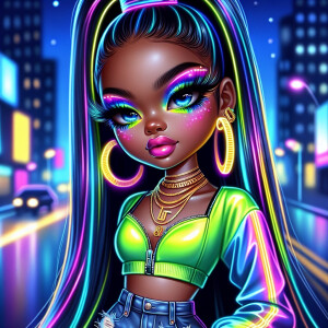 A vibrant oil painting digital illustration of a stylish Afro La...