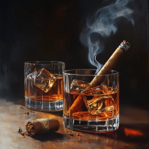 Whiskey with a cigar