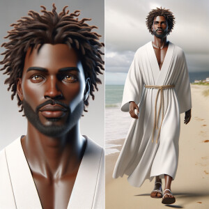 Create a 3-D realistic picture of a beautiful African-American J...