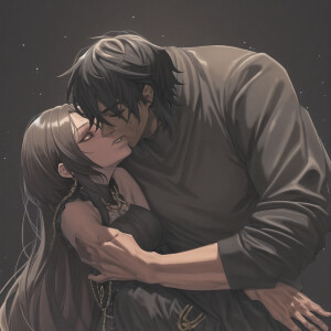 A black king and queen in a loving embrace