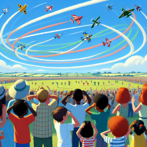 Anime Children's Book Animation of a wide-open field with colorf...