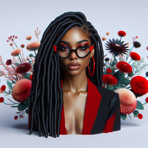 Create a 3D realistic image of a light-skinned African-American...